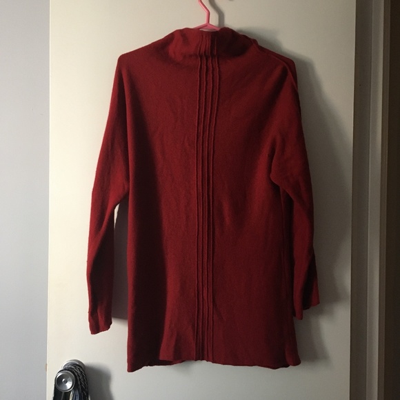 OSKA Lagenlook Burgundy-Red Wool + Angora Ruffle Front Sweater II Reg - Picture 4 of 6